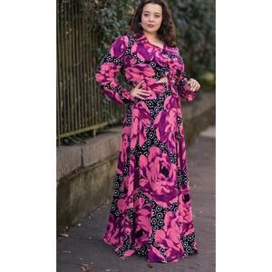 NWT TRASHY DIVA GET LUCKY SKIRT - POLKA DOT ROSE SZ 18 PINUP FLORAL MAXI RETIRED